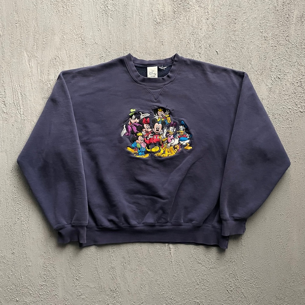 Vintage The Disney Store Sweatshirt Unisex XL Navy 90s embroidered characters